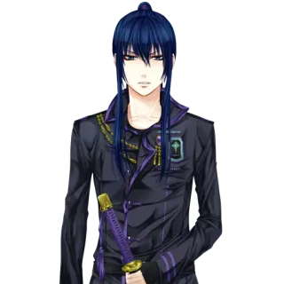 🙂 anime, male, character, sword, japanese, traditional, clothing, portrait whatsapp sticker
