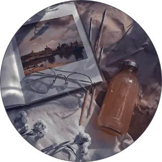 🏹 still life, painting, glasses, bottle, flowers, art telegram sticker