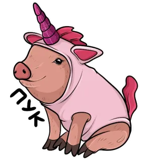 😛 ПУК maiale, unicorno, fantasia, animale, carino, cartone animato whatsapp sticker