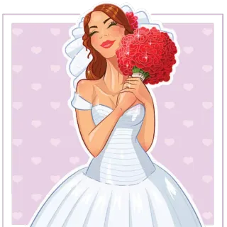 👰 noiva, casamento, vestido, flores, desenho animado, amor, casamento telegram sticker