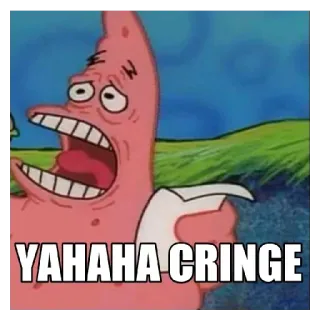 😂 Patrick Star Spongebob Squarepants YAHAHA CRINGE patryk rozgwiazda, spongebob, żenada, śmieszne, mem, yahaha telegram sticker