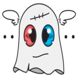😐 fantôme, dessin animé, monstre, ailes, mignon, autocollant telegram sticker