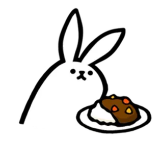 🐇 lapin, lapinou, curry, nourriture, dessin animé, animal telegram sticker