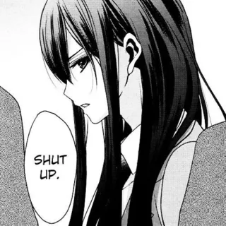 😒 SHUT UP. anime, manga, ragazza, capelli neri, fumetto, arrabbiata, stai zitto telegram sticker