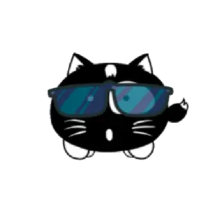 😎 gato, pegatina, guay, gafas de sol, dedo corazón telegram sticker