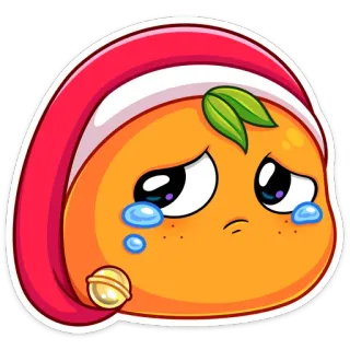 😭 orange, fruit, triste, pleurer, endormi, dessin animé telegram sticker