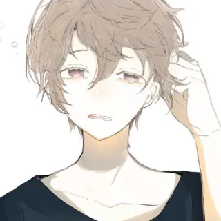 😐 อนิเมะ, การ์ตูน, สเก็ตช์, เด็กผู้ชาย, ผู้ชาย, สับสน, กำลังคิด telegram sticker
