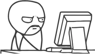🤔 sticker, internet, computer, stick figure, meme, funny telegram sticker