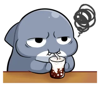 🤯 cartoon, animal, drinking, cute, sticker telegram sticker