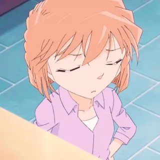 🌷 anime girl, sad, cartoon, woman, pink shirt, illustration telegram sticker