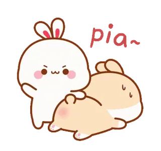 🍑 Pia~ lapin, mignon, dessin animé, animal, kawaii, drôle, autocollant telegram sticker
