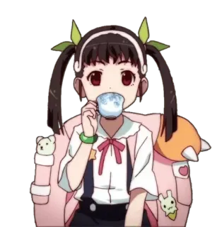 ☕ anime, character, girl, drinking, cute, kawaii telegram sticker