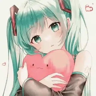 🤔 Hatsune Miku Anime, Manga, Vocaloid, Hatsune Miku, Süß, Kawaii, Herz telegram sticker