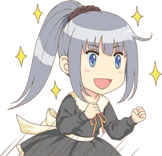 😀 Animé, Fille, Chibi, Étincelles, Mignon, Dessin animé whatsapp sticker
