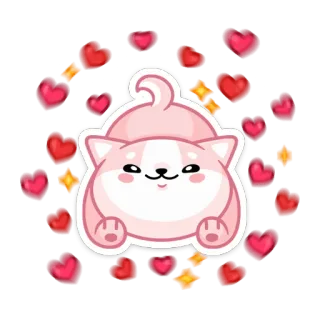 😍 кот, животное, мультфильм, сердечки, кавай, стикер telegram sticker
