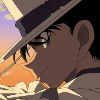 🕊 Kaito Kid Detective Conan anime, manga, Kaito Kid, Detective Conan, hat, thief, fanart telegram sticker