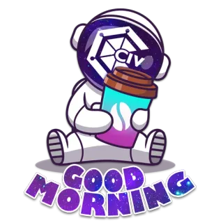 ☕️ Good Morning astronaut, coffee, good morning, space, sticker whatsapp sticker
