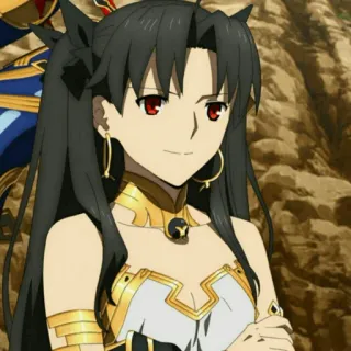 🙂 Rin Tohsaka Fate/stay night anime, chica, mujer, personaje, pelo castaño, ojos rojos, hermosa, oro telegram sticker