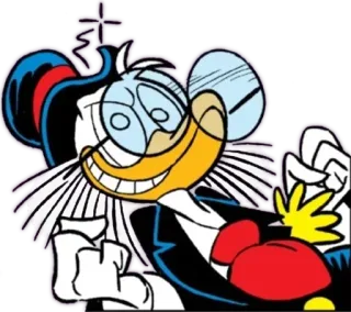 🤩 cartone animato, anatra, sorridente, felice, occhiali, vintage, personaggio whatsapp sticker