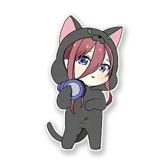 😞 anime, chibi, cat, character, cute, sticker telegram sticker