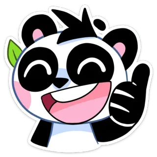 👍 Panda, Pouce levé, Mignon, Animal, Positif, Dessin animé, Autocollant telegram sticker