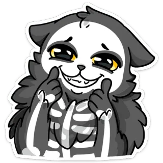 👍 dibujos animados, esqueleto, animal, furry, lindo, pulgar arriba, halloween, humor whatsapp sticker