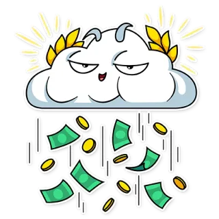 🌨 awan, uang, koin, kekayaan, kartun, stiker, keuangan, kemewahan telegram sticker