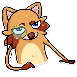 🙂 rubah, monokel, binatang, kartun, lucu, hewan peliharaan telegram sticker
