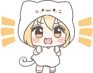✊ Anime, Mignon, Kawaii, Dessin animé, Personnage, Sweat à capuche telegram sticker