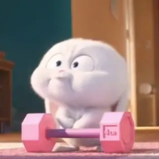 🐰 Snowball The Secret Life of Pets coniglio, coniglio, sollevamento pesi, cartone animato, carino, animale domestico whatsapp sticker