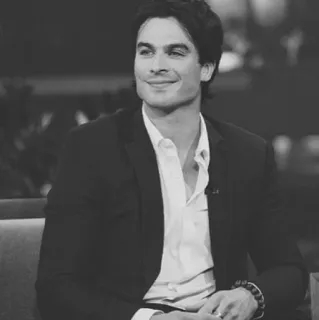 ⚫️ Ian Somerhalder 俳優, 有名人, 男性, ポートレート, 白黒 telegram sticker