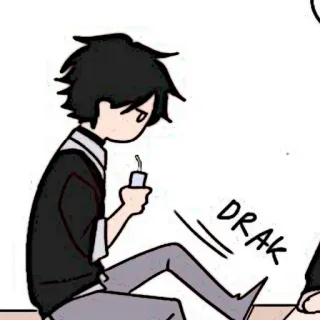 🌊 DRAK 漫画, 飲み物, 座る, 人, アニメ telegram sticker