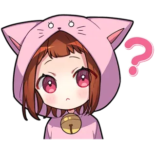 🤔 Anime, Gatto, Punto interrogativo, Kawaii, Carino, Chibi, Ochako telegram sticker
