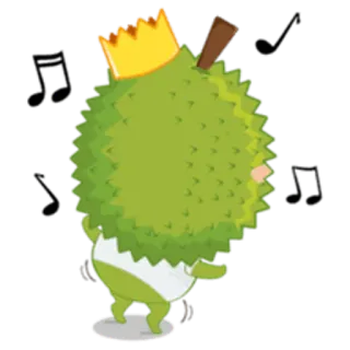 💃 Durian, Owoc, Korona, Taniec, Słodkie, Muzyka telegram sticker