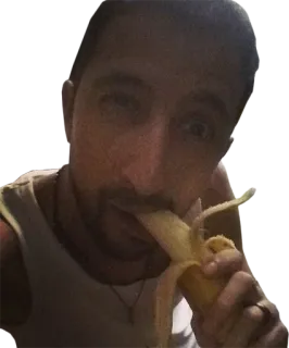 😆 man, banana, food, eating, fruit, person telegram sticker
