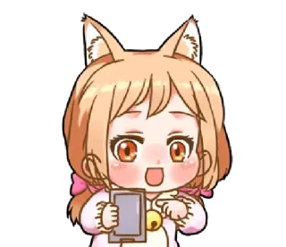 📲 Anime, Chibi, Ragazza gatto, Carino, Kawaii, Cartoni animati telegram sticker