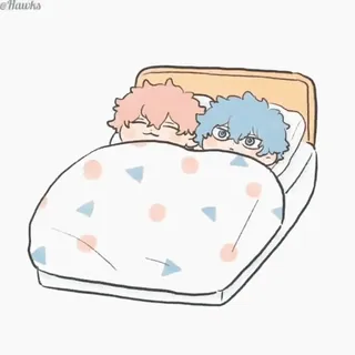 😴 Phim hoạt hình, Anime, Ngủ, Giường, Dễ thương, Bạn bè telegram sticker