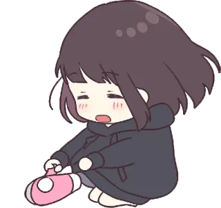 😀 Аниме девушка, Каваий, Чиби, Милый, Рисунок, Наклейка telegram sticker