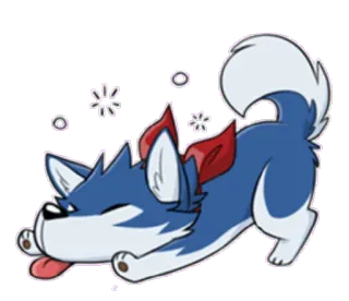 🐕 anjing, binatang, kartun, lucu, mengantuk, pita merah whatsapp sticker