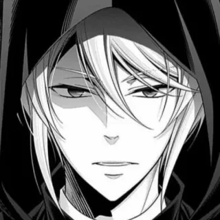 📚 anime, hood, monochrome, portrait, manga telegram sticker