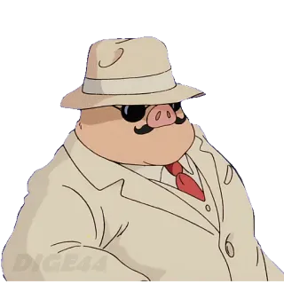 🤨 Porco Rosso Anime, Película, Animación, Cerdo, Aviación, Detective, Sombrero telegram sticker