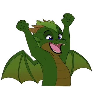 😃 Drache, Cartoon, Tier, Grün, Fröhlich, Feier, Fantasy telegram sticker