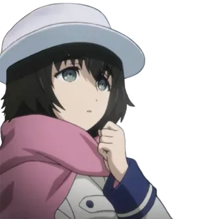 🤔 Mayuri Shiina Steins;Gate 애니메이션, 소녀, 목도리, 모자 telegram sticker