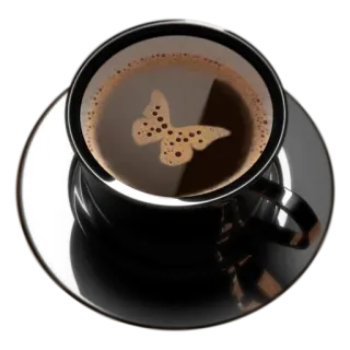 😂 Kaffee, Schmetterling, Cappuccino, Latte Art, Getränk, Tasse, Getränk telegram sticker