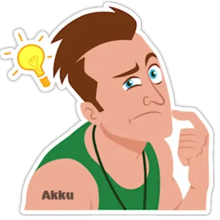 🤔 pensare, lampadina, idea, uomo, cartone animato telegram sticker