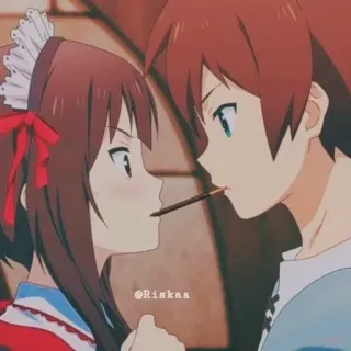 ❤️ anime, romance, kiss, couple, pocky telegram sticker