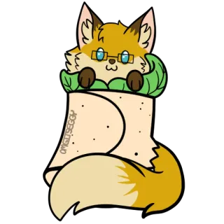 🌯 OMG SEGGY cartoon, animal, fox, burrito, glasses, cute, funny telegram sticker