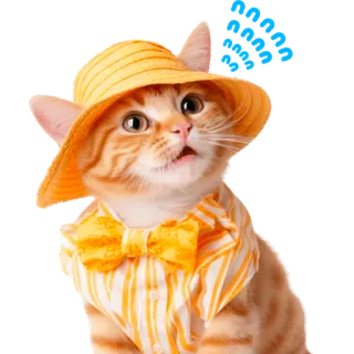 😓 gato, gatinho, chapéu, fofo, animal de estimação, animal, gato laranja, gato vestido telegram sticker