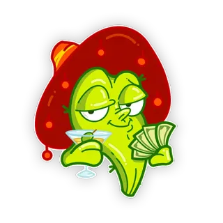 🍸 Kartun, Uang, Kaya, Martini, Pesta, Topi telegram sticker