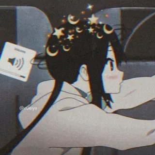 🖤 fille anime, lune, étoiles, mignon, dessin animé, illustration telegram sticker